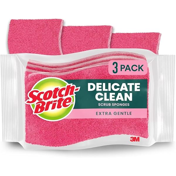 Scotch-Brite Gentle Clean Delicate Scrub Sponges, For Washing Dishes and Cleaning Kitchen, 3 Scrub Sponges
