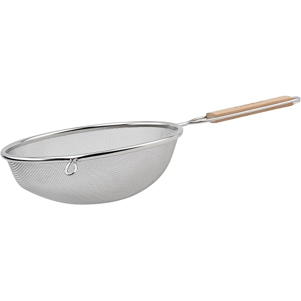 Winco Strainer with Single Fine Mesh, 8-Inch Diameter, Medium, Stainless Steel, Tan,Silver