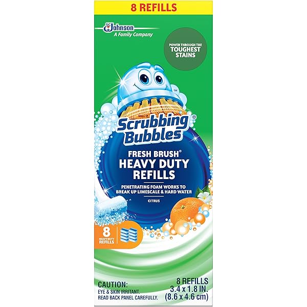 Scrubbing Bubbles Toilet Bowl Wand Cleaner Refills, Fresh Brush Heavy Duty Cleaner Toilet Refill Pads, Removes Limescale & Odors, Citrus Scent, 8 Count (Pack of 1)