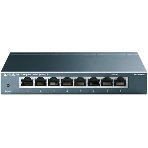 TP-Link 8 Port Gigabit Ethernet Network Switch - Ethernet Splitter | Plug & Play | Fanless | Sturdy Metal w/ Shielded Ports | Traffic Optimization | Unmanaged | Lifetime Protection (TL-SG108)