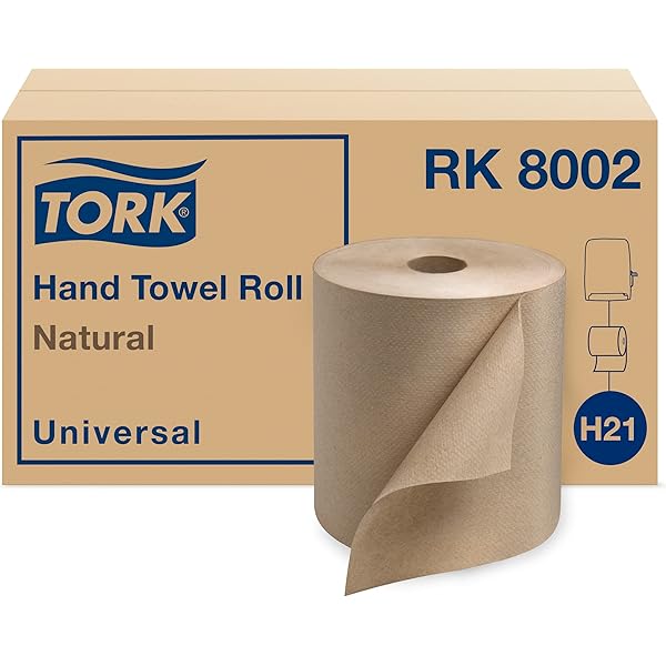 Tork Natural Paper Hand Towel Roll H21 100% Recycled Fiber, Universal Fit 6 Rolls x 800 Ft (RK8002)