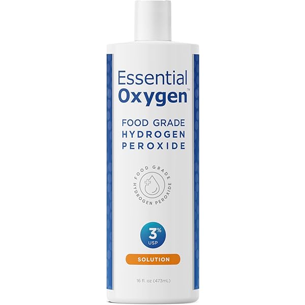 Essential Oxygen Food Grade Hydrogen Peroxide, Natural Cleaner, 3% USP, White, 16 Ounce