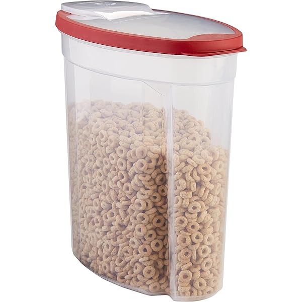 Rubbermaid Flex and Seal Cereal Keeper, 1.5 Gallon, BPA-Free, Clear with Red Lid, Airtight