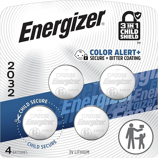 Energizer 2032 Batteries (4 Pack), 3V Lithium Coin Batteries