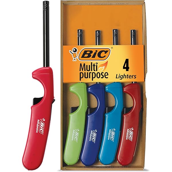 BIC Multi-Purpose Classic Edition Lighters, Great for Candles and Fireplaces, Assorted Colors, 4-Pack (Colors May Vary)