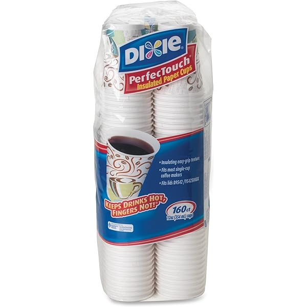 Dixie PerfecTouch 12 oz. Insulated Paper Hot Coffee Cup by GP PRO (Georgia-Pacific), Coffee Haze, 5342CDSBP, 160 Cups Per Case, Coffee Haze Design