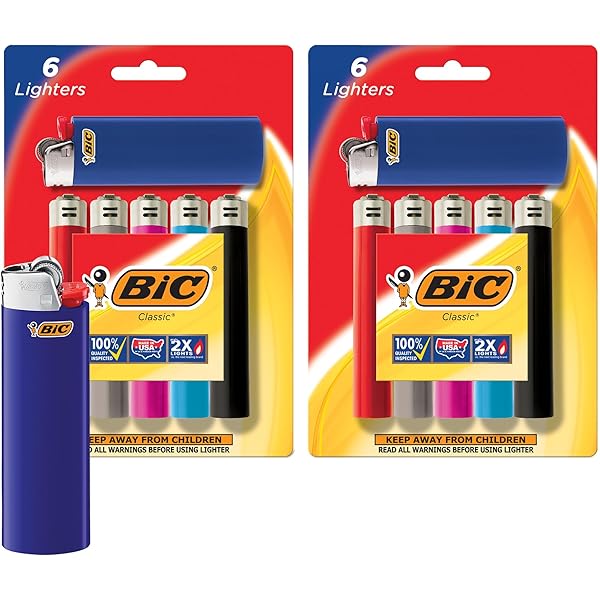 BIC Classic Lighters, Pocket Style, Lighter for Candles, Assorted Colors (Packaging May Vary), 12 Count Pack of Lighters