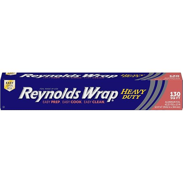 Reynolds Wrap Heavy Duty Aluminum Foil Roll, Thick Heavy Duty Foil for Added Strength and Durability, Secure Easy Open and Close Tab, 12 Inches Wide, 130 Sq. Ft.