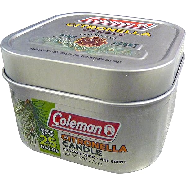 Coleman Pine Scented Citronella Candle with Wooden Crackle Wick - 6 oz Tin