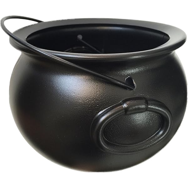GiftExpress 8" Black Cauldron Bucket – Halloween Candy Bowl, Trick or Treat, St. Patrick's Pot of Gold Decor, Witch Kettle for Party Supplies