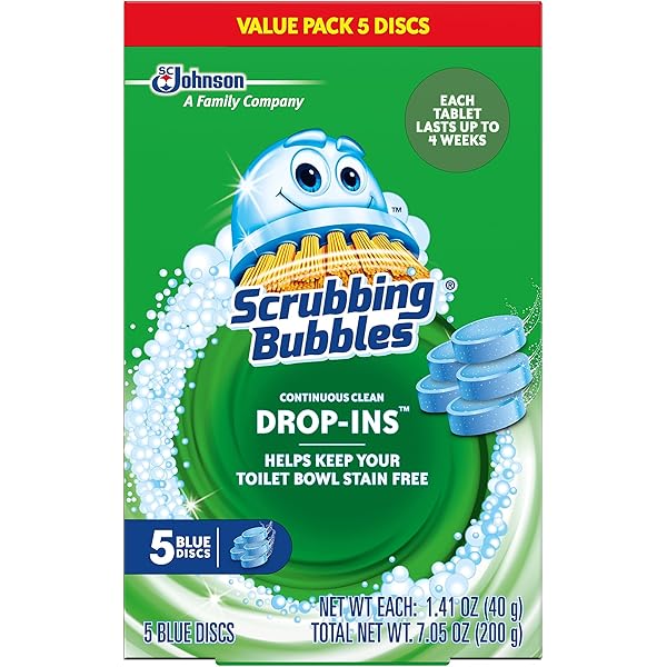 Scrubbing Bubbles Toilet Bowl Tablets, Continuous Clean Toilet Drop In Discs, Each Tablet Provides 4 Weeks of Protection Against Stains and Build Up, 5 Count (Pack of 1)