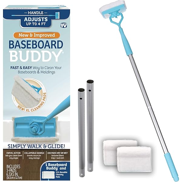 Baseboard Buddy – Baseboard & Molding Cleaning Tool! Includes 1 Baseboard Buddy and 3 Reusable Cleaning Pads, As Seen on TV
