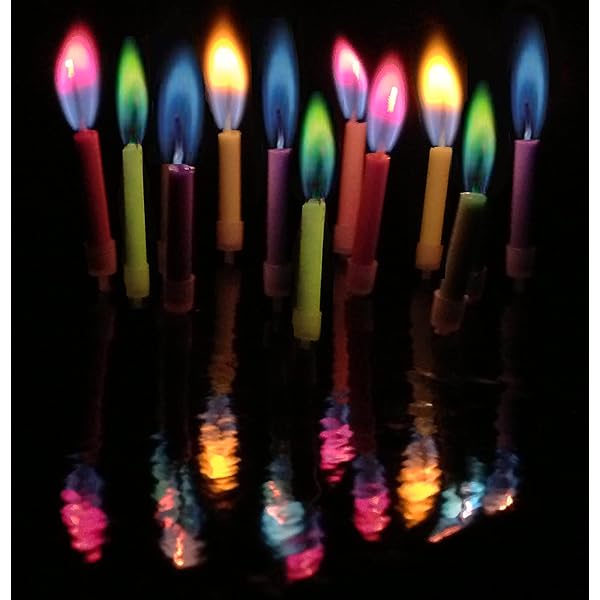 Amazing Colorflame Multicolor Happy Birthday Candles and Holders (12 Count),Unscented