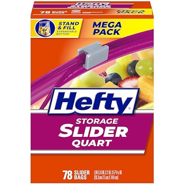 Hefty Slider Storage Bags, Quart Size, 78 Count