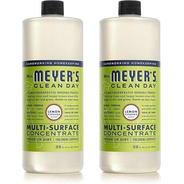 MRS. MEYER'S CLEAN DAY Multi-Surface Cleaner Concentrate, Use to Clean Floors, Tile, Counters, Lemon Verbena, 32 Fl. Oz - Pack of 2
