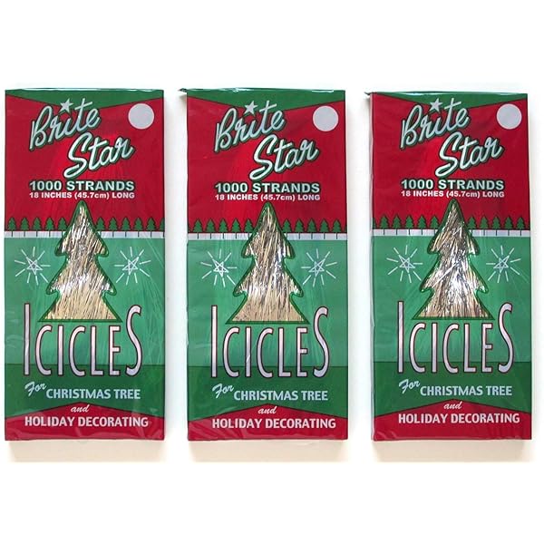 Brite Star Tinsel Icicles, Silver, 3 Packages, 1000 count each