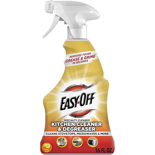 Easy-Off Specialty Kitchen Degreaser Cleaner, Clear, Lemon, 16 Fl Oz