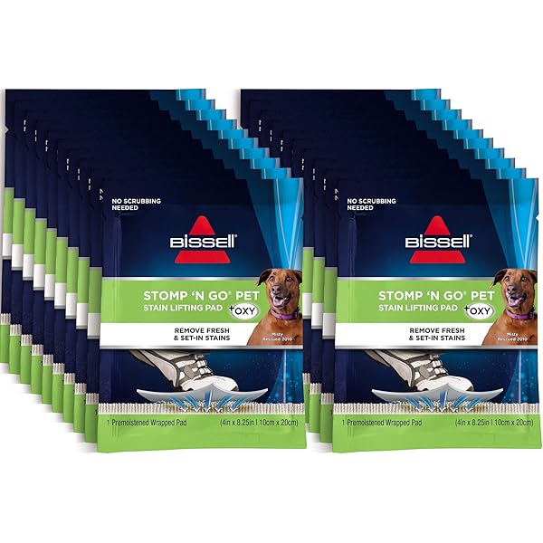 Bissell Stomp 'N Go Pet Lifting Pads + Oxy for Stain Removal on Carpet & Area Rug Cleaning, 20 Pack