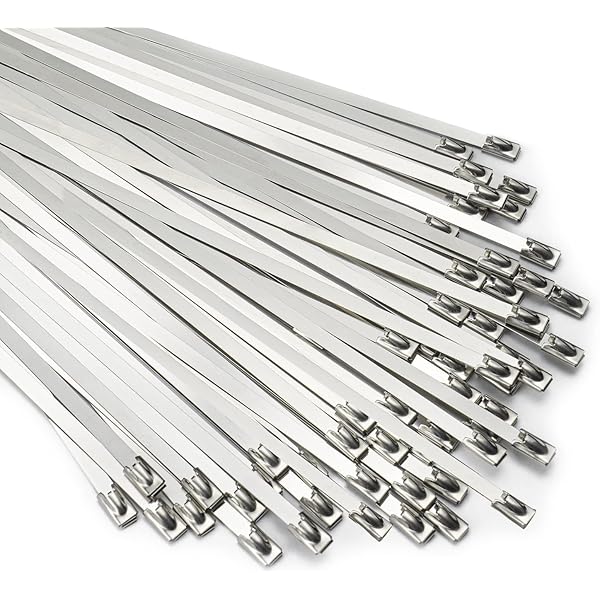 Metal Zip Ties 11.8 inch 100pcs 304 Stainless Steel Zip Ties Heavy Duty Multi-Purpose Self-Locking Cable Ties for Machinery, Vehicles, Exhaust Wrap, Farms, Pipes, Roofs, Cables, and Outdoor Fence
