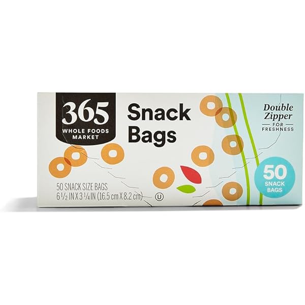 365 by Whole Foods Market, Snack Size Storage Bags, Double Zipper, 50 Count