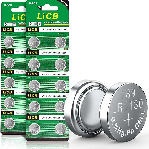 LiCB 20 Pack LR1130 AG10 Battery 1.5V Long-Lasting Alkaline Button Cell Batteries