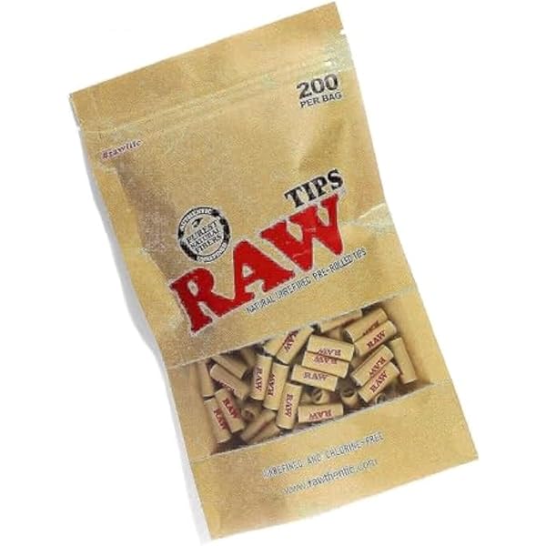 RAW Natural Unrefined Pre-Rolled Filter Tips - 1 Bag of 200 Tips