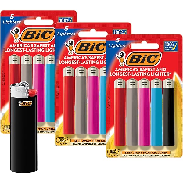 BIC Maxi Pocket Lighters, Reliable Candle Lighters for Holiday Festivities, Assorted Colors, 15-Pack (Colors May Vary)