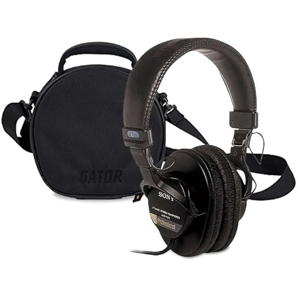 Sony MDR7506 Professional Large Diaphragm Headphone with Gator Cases G-Club Series G-CLUB-HEADPHONE Carry Case for DJ Style Headphones/Accessories