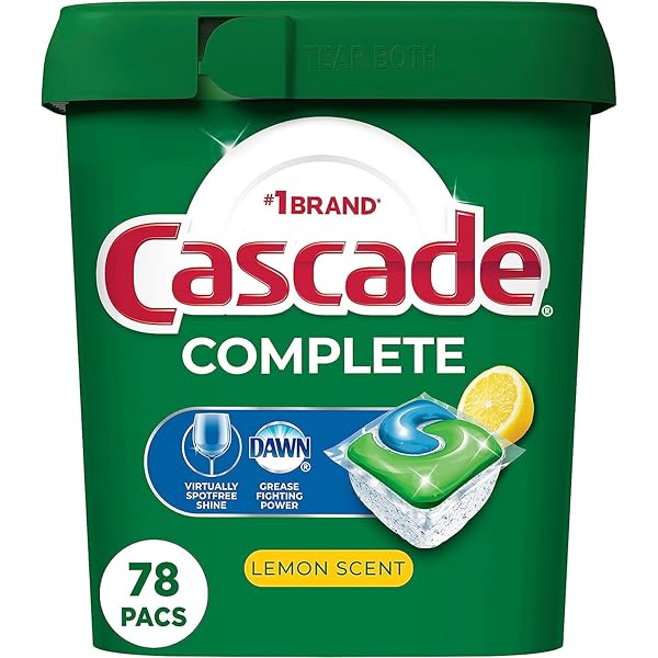 Cascade Complete Dishwasher Pods, Dishwasher Detergent, Lemon Scent ActionPacs, Cleaning Supplies, 78 Count