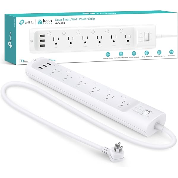 Kasa Smart Plug Power Strip HS300, Surge Protector with 6 Individually Controlled Smart Outlets and 3 USB Ports, Works with Alexa & Google Home, No Hub Required , White