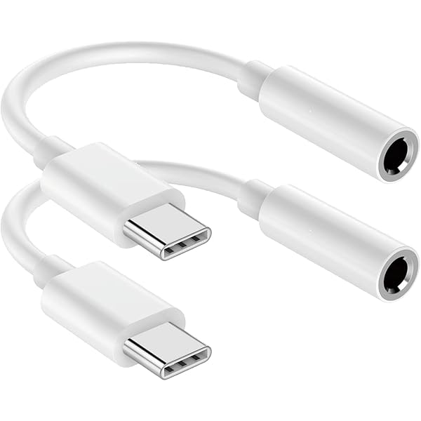 USB C to 3.5mm Audio Headphone Jack Adapter (2Pack), Aux to USB C Dongle Cord Cable Compatible with iPhone 17/16/15, iPad Pro, Samsung Galaxy S25 S24 S23 Ultra/Google Pixel - White