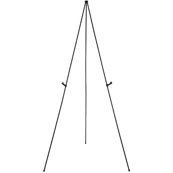 Amazon Basics Easel Display Stand, Instant Floor Poster, Lightweight, Collapsible and Portable with Tripod Base, Black Steel (supports 5 pounds)