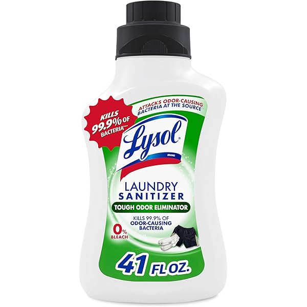 Lysol Tough Odor Eliminator Laundry Sanitizer Additive, Sanitizing Liquid for Gym Clothes and Activewear, 0% Bleach, Eliminates Odor Causing Bacteria, 41oz