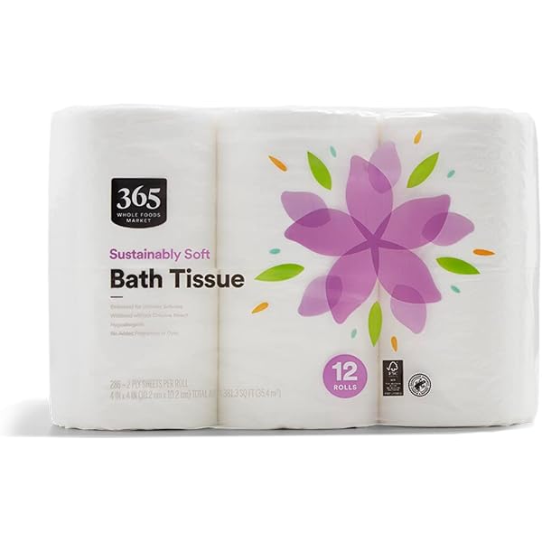 365 by Whole Foods Market, Sustainably Soft Bath Tissue, Hypoallergenic, 286 Sheets per Roll, 12 Count