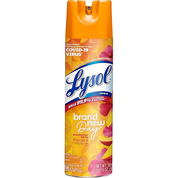 Lysol Disinfectant Spray, Sanitizing and Antibacterial Spray, For Disinfecting and Deodorizing, Mango & Hibiscus Scent, 19 Fl Oz