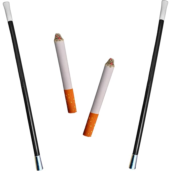 4E's Novelty 2 Long Cigarette Holders & 2 Fake Puff Cigarettes with Smoke for Halloween Accessories for Women Costumes Gatsby Roaring 1920s Flapper Costume Photo Prop Cigarettes