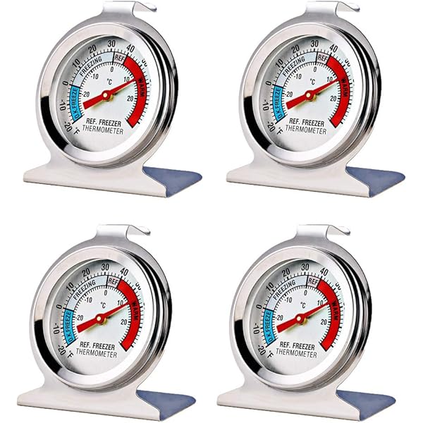 4 Pack Refrigerator Freezer Thermometer Large Dial Analog Thermometer