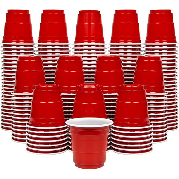 GoBig 200 Pack 2 oz Plastic Shot Cups - Mini 2oz Party Cups, Red