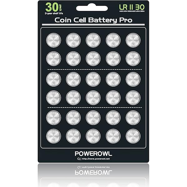 POWEROWL High Capacity LR1130 AG10 Batteries 30 Pack, SG10 389 189 Premium Alkaline Battery 1.5V Button Coin Cell Batteries
