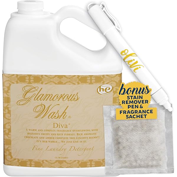 Tyler DIVA Glamorous Wash Laundry Detergent - 1 Gallon - With Olivi Stain Remover Pen - Fresh Scented Sachet - Laundry Detergent For Washing