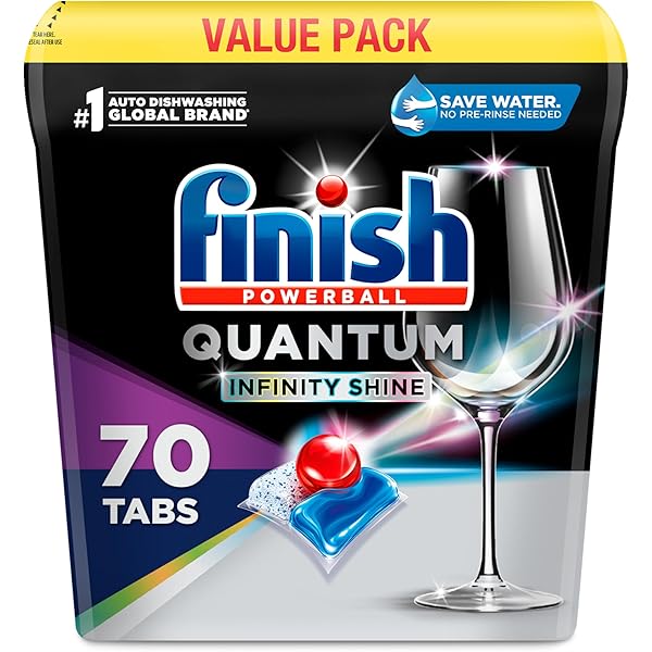 Finish Quantum Infinity Shine Dishwasher Pods, No Pre-Rinse Dishwasher Detergent Soap Removes 24HR Dried-On Stain and Grease, Leaving a Virtually Spotless Shine, 70 Count