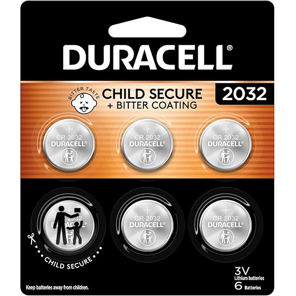Duracell 2032 Lithium Battery, 6 Count (Pack of 1), Child Safety Features, Compatible with Key Fob, Tea Light Candles and Other Devices, CR2032 Battery