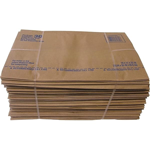 30 Gallon Lawn & Leaf 2-Ply Heavy-Duty Yard Waste Compost Paper Bags, 30 Count