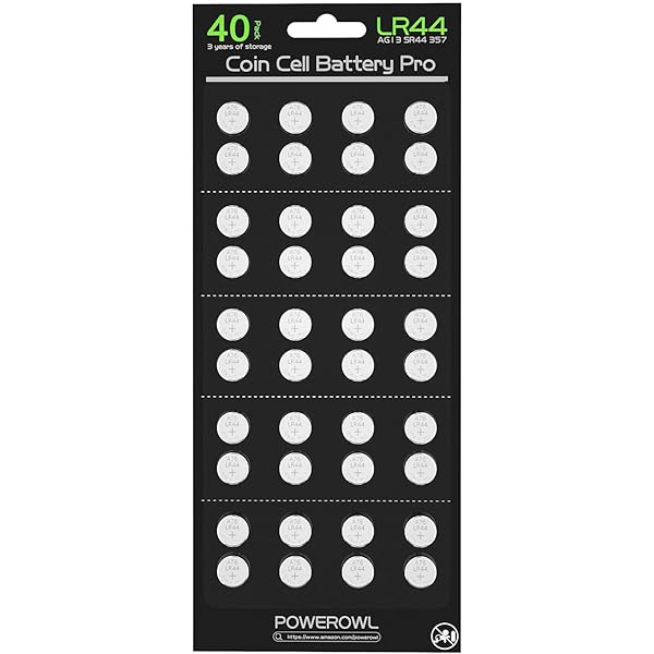 POWEROWL High Capacity LR44 Batteries 40 Pack, L1154F AG13 357 303 SR44 A76 Premium Alkaline Battery 1.5V Button Coin Cell Batteries