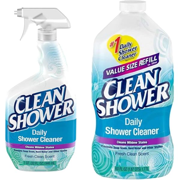 Clean Shower, Daily Shower Cleaner - No Scrub Bundle Pack [32oz. Spray Bottle & 60oz. Refill Bottle]