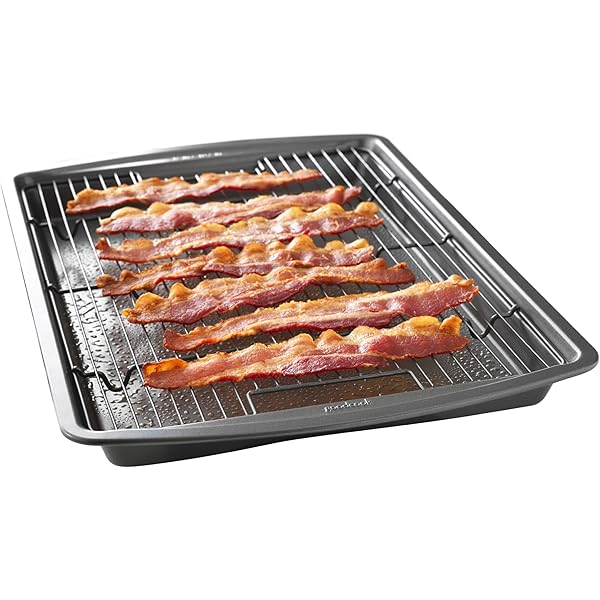 GoodCook 15” x 10.5” Nonstick Carbon Steel Baking Pan & Raised Wire Rack – Pizza Crisper, Crispy Bacon, Multipurpose Cooking Sheet Pan, Cooling Rack, Kitchen Cookware Set, Dishwasher Safe