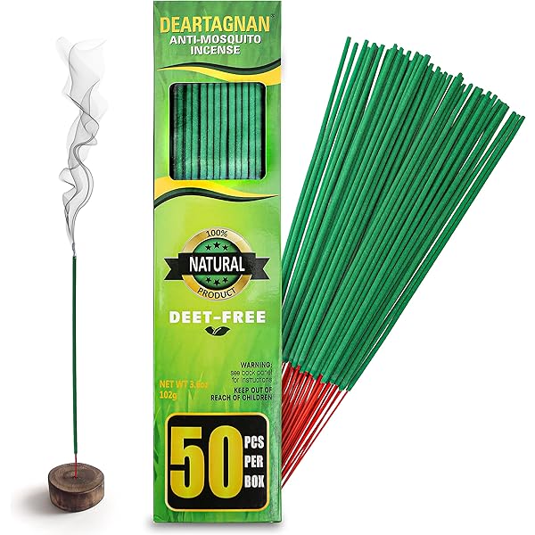 Mosquito Repellent Incense Sticks 50 Pieces per Box, for Patio/Natural Ingredients Citronella Oil/Lemongrass Oil/Made Natural Based Essential - DEET Free - Mosquito Repellent Outdoor