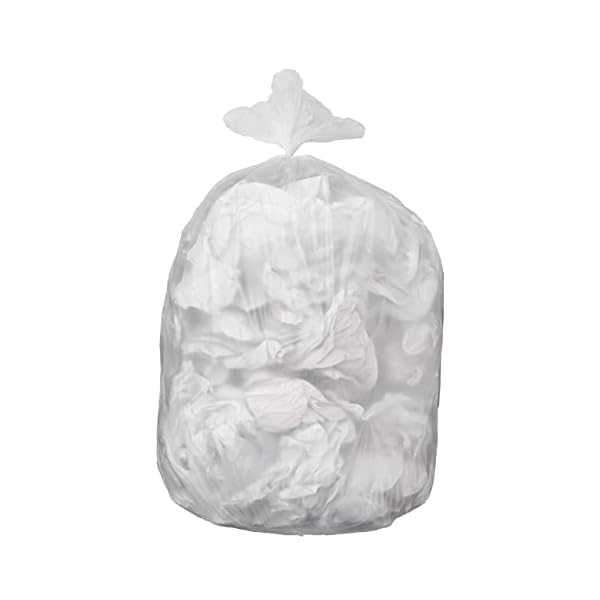 Amazon Basics 55 Gallon Trash Bags, Garbage Bags, 1.2 MIL, Unscented, Clear, 50 Count (Previously AmazonCommercial brand)