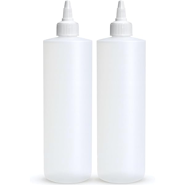 BRIGHTFROM Condiment Squeeze Bottles, 16 OZ Empty Squirt Bottle with Twist Top Cap, Leak Proof - Great for Ketchup, Mustard, Syrup, Sauces, Dressing, Oil, Arts and Crafts, BPA FREE Plastic - 2 PACK