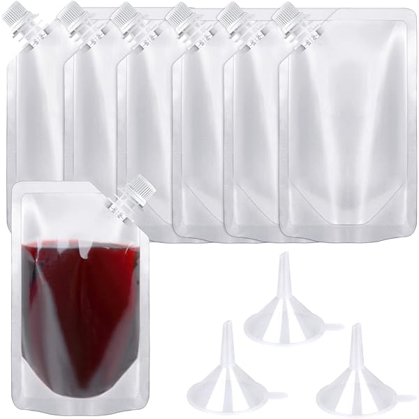 24 Pcs Plastic Flasks, 8 Oz Concealable and Reusable Drink Pouches, Leak-Proof Food Grade Plastic for Travel